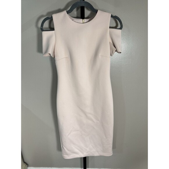 Calvin Klein Dress Size 2pink Cold Shoulder Short Flutter Sleeves Business - Picture 1 of 5